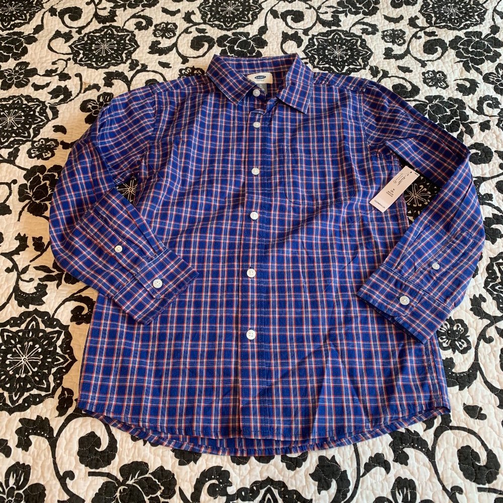 NWT Old Navy plaid long-sleeve button down M (8)